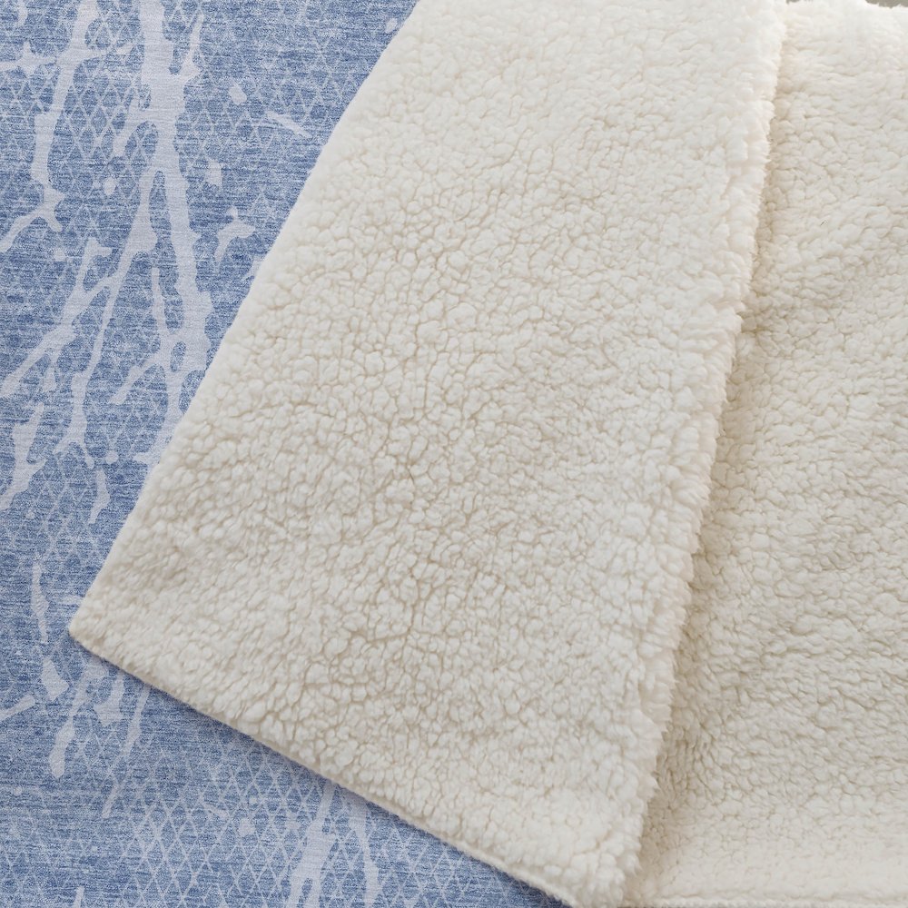 Premium Machine Washable ASB628 Blue 50" x 70" Sherpa Throw Blanket. Picture 2