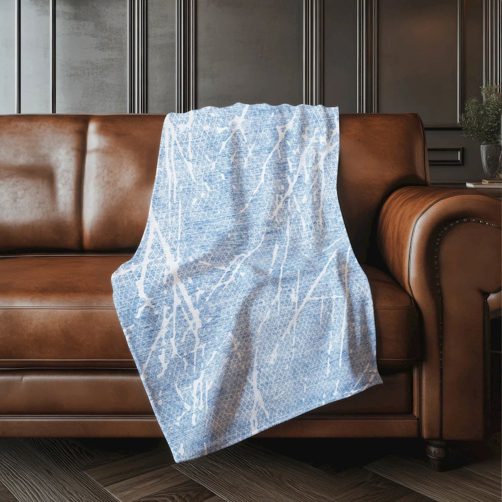Premium Machine Washable ASB628 Blue 50" x 70" Sherpa Throw Blanket. Picture 4