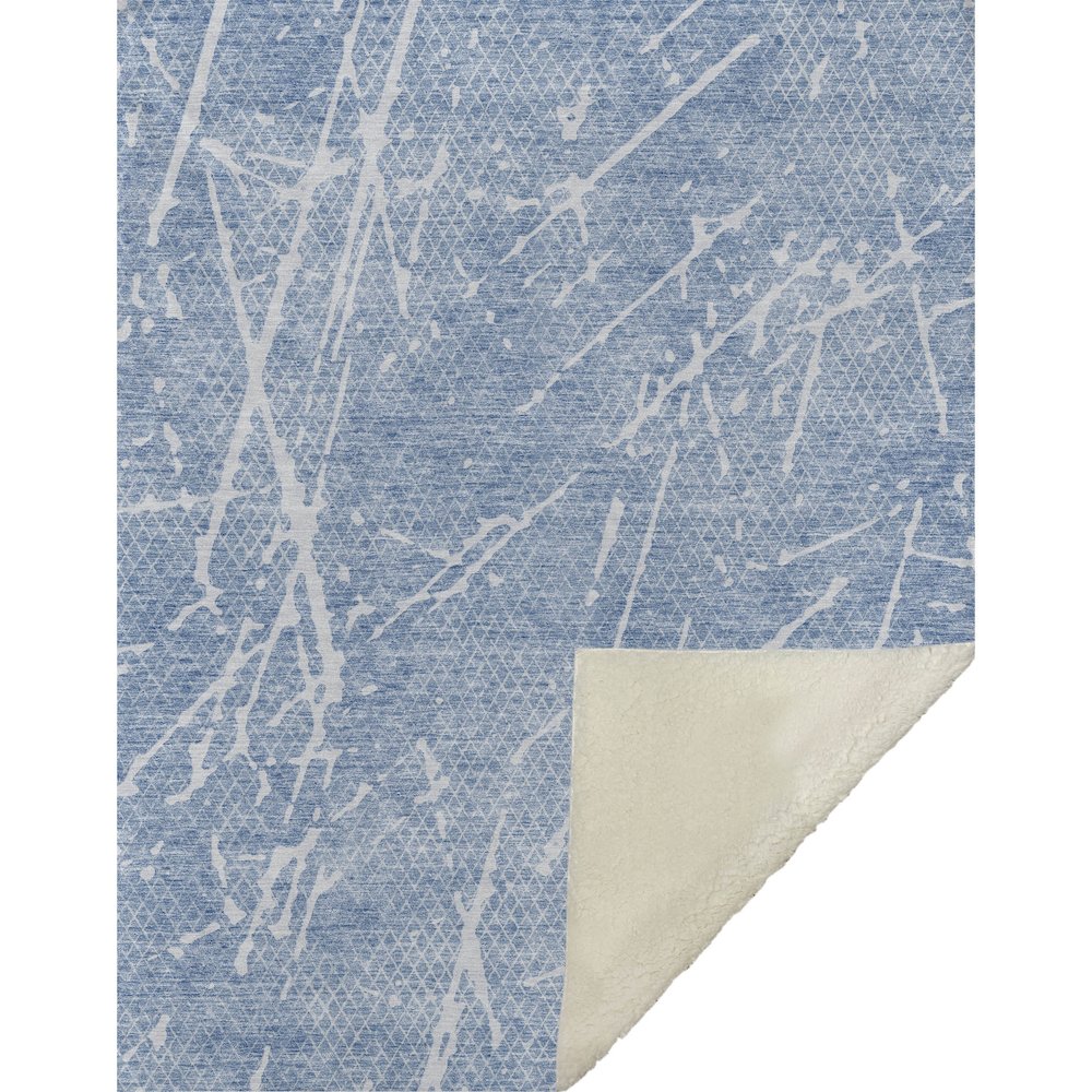 Premium Machine Washable ASB628 Blue 50" x 70" Sherpa Throw Blanket. Picture 1
