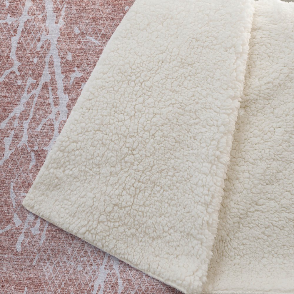 Premium Machine Washable ASB628 Blush 50" x 70" Sherpa Throw Blanket. Picture 2
