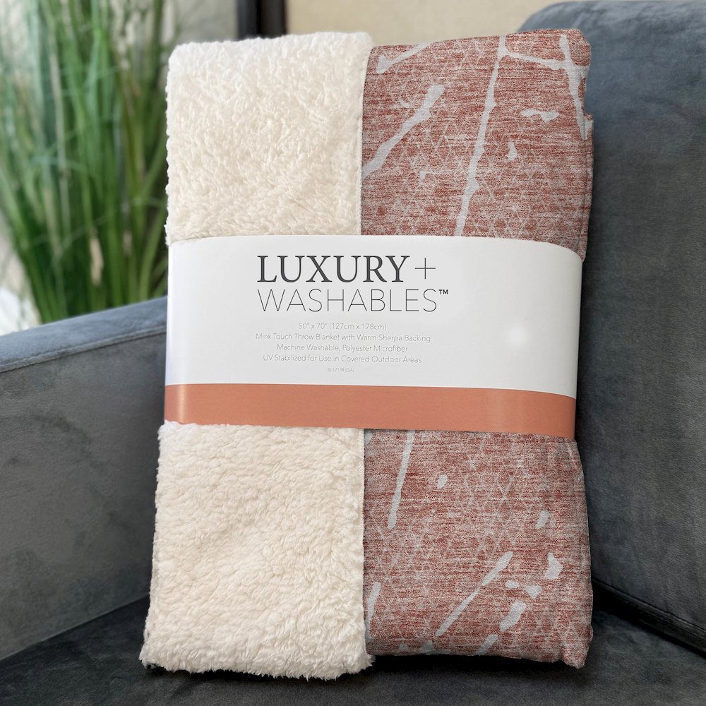 Premium Machine Washable ASB628 Blush 50" x 70" Sherpa Throw Blanket. Picture 3
