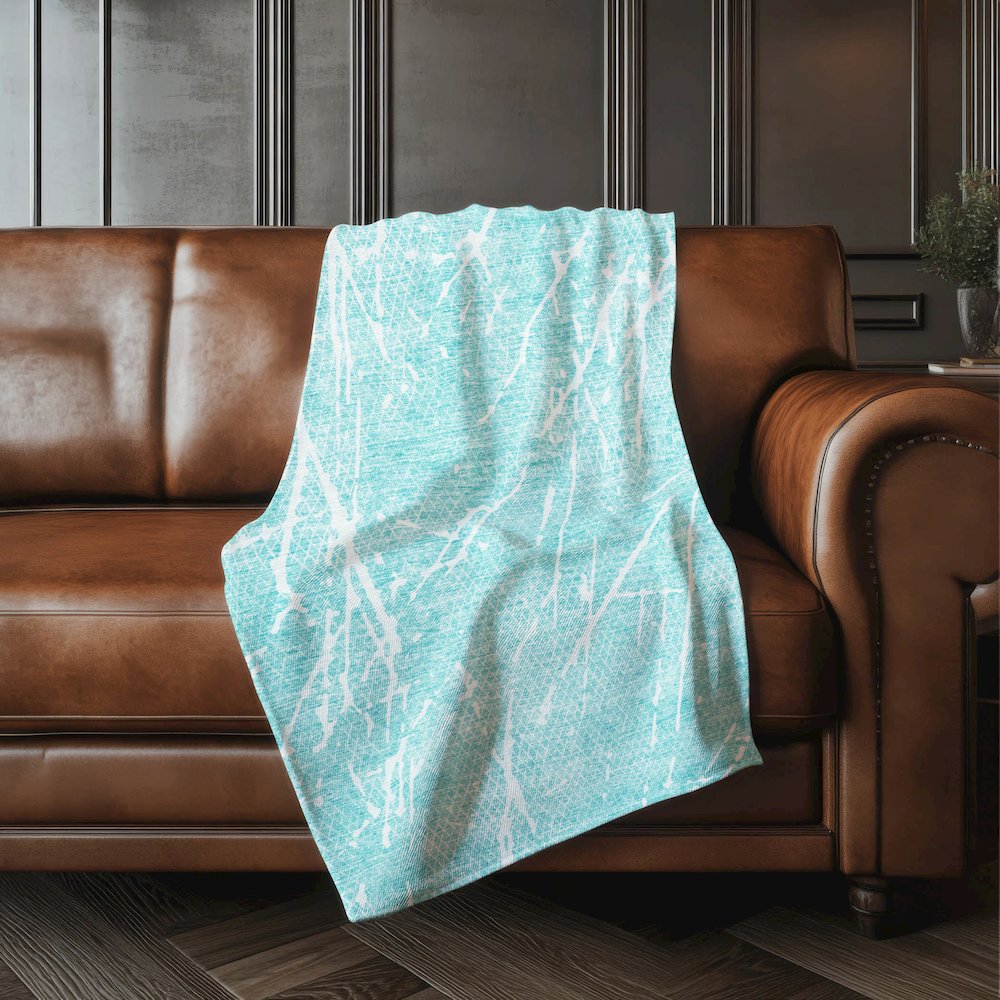 Premium Machine Washable ASB628 Teal 50" x 70" Sherpa Throw Blanket. Picture 4