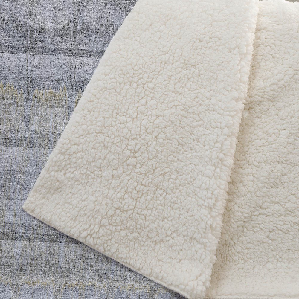 Premium Machine Washable ASB629 Gray 50" x 70" Sherpa Throw Blanket. Picture 2