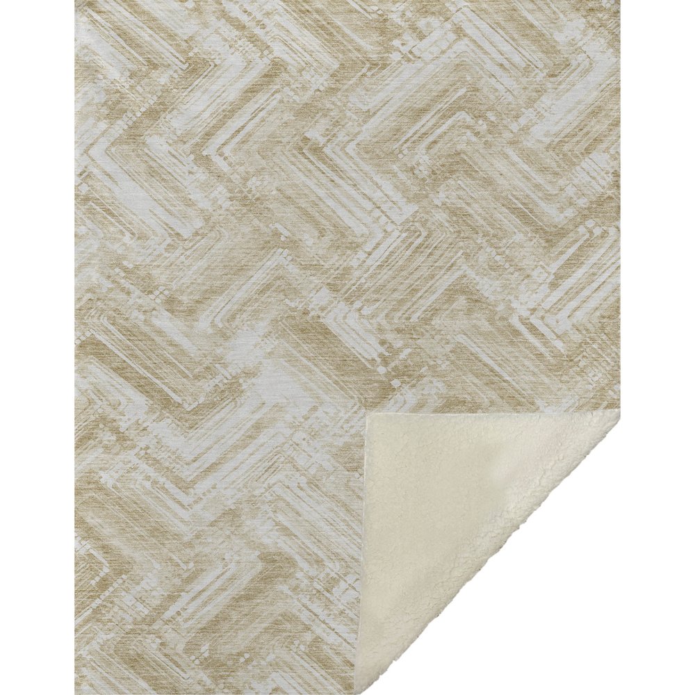 Premium Machine Washable ASB630 Beige 50" x 70" Sherpa Throw Blanket. Picture 1