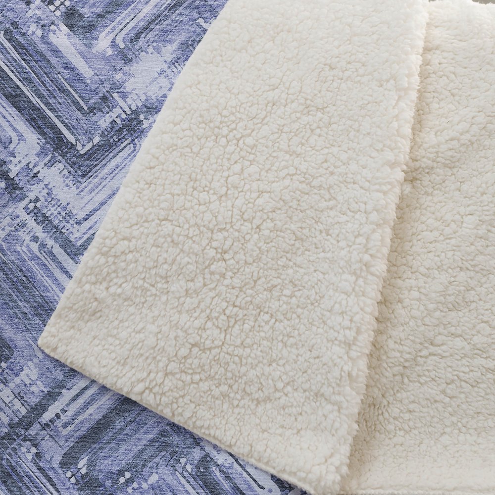 Premium Machine Washable ASB630 Blue 50" x 70" Sherpa Throw Blanket. Picture 2