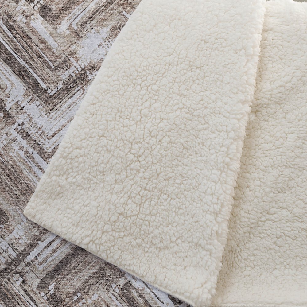 Premium Machine Washable ASB630 Brown 50" x 70" Sherpa Throw Blanket. Picture 2