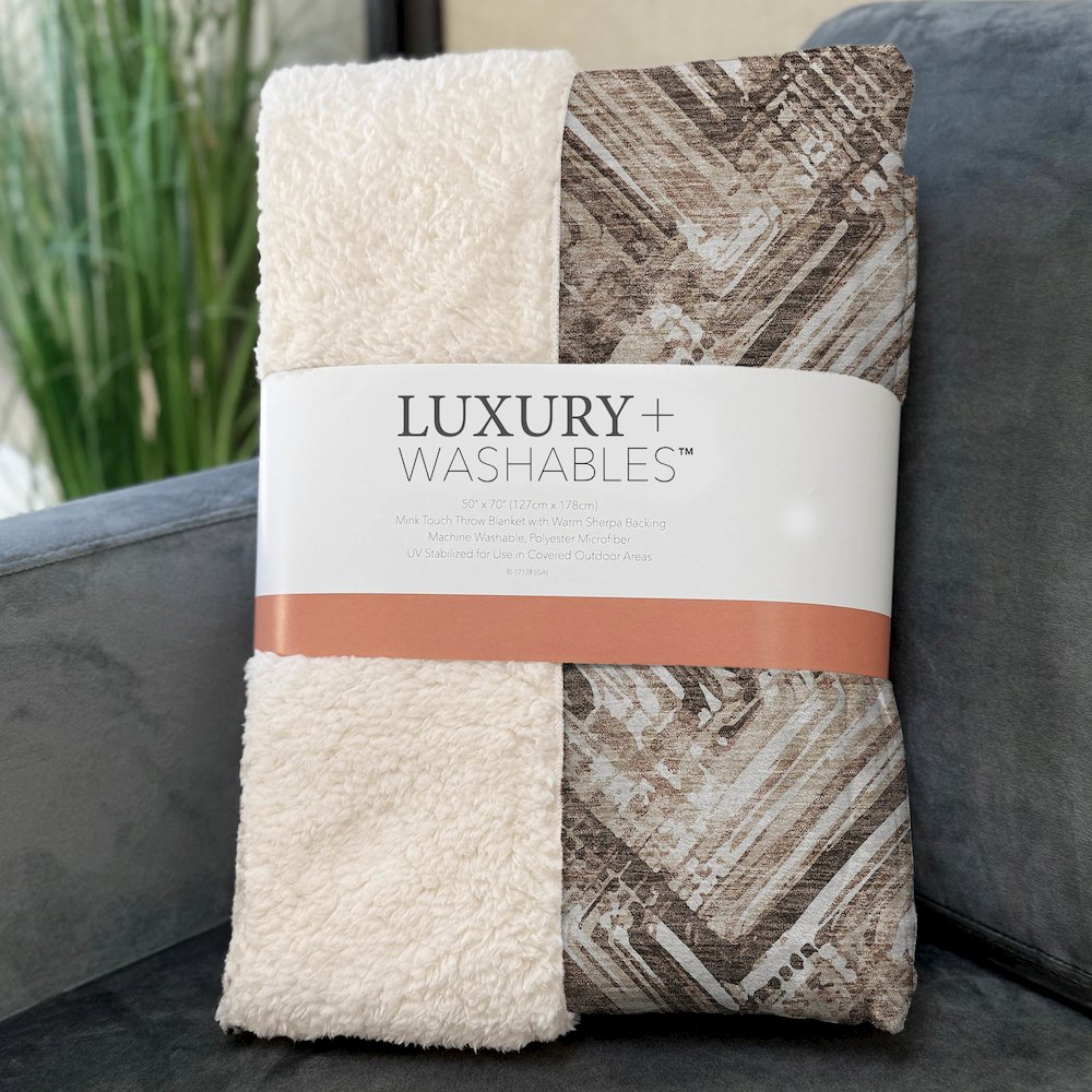 Premium Machine Washable ASB630 Brown 50" x 70" Sherpa Throw Blanket. Picture 3