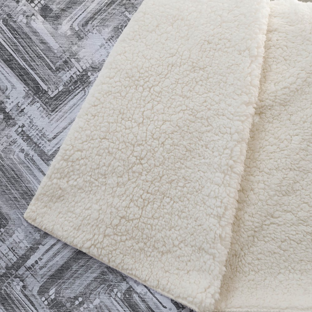 Premium Machine Washable ASB630 Gray 50" x 70" Sherpa Throw Blanket. Picture 2