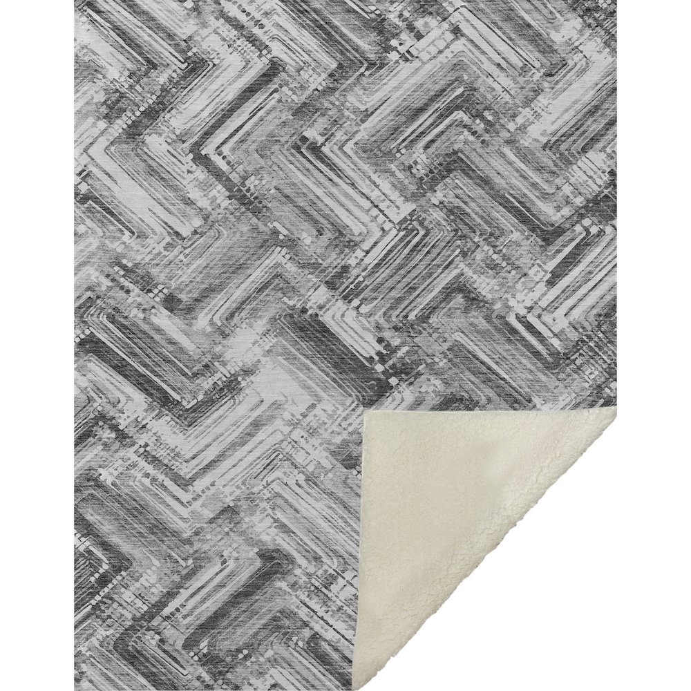 Premium Machine Washable ASB630 Gray 50" x 70" Sherpa Throw Blanket. Picture 1
