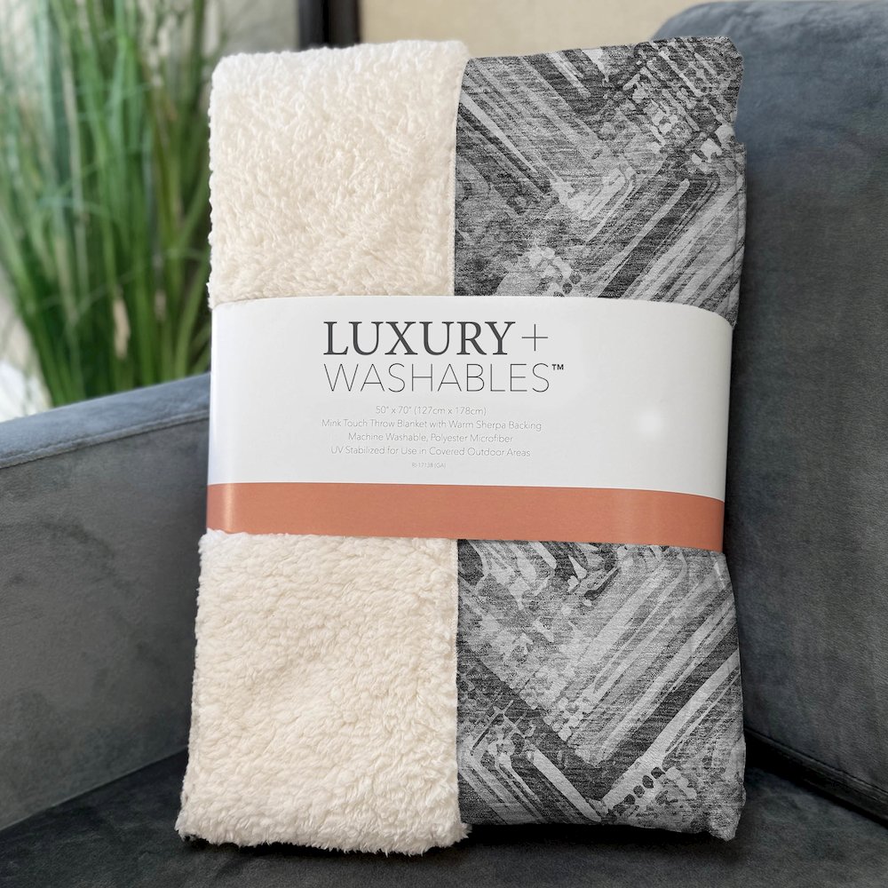 Premium Machine Washable ASB630 Gray 50" x 70" Sherpa Throw Blanket. Picture 3