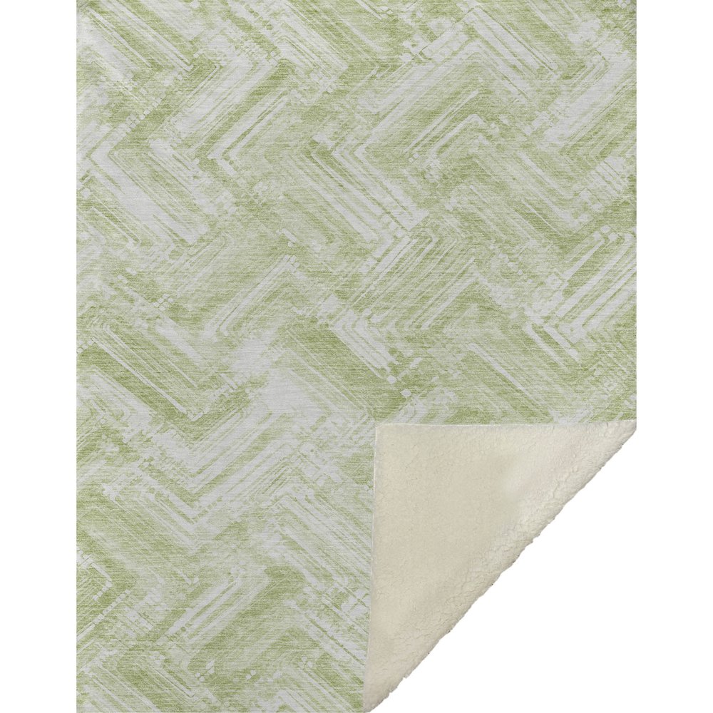 Premium Machine Washable ASB630 Green 50" x 70" Sherpa Throw Blanket. Picture 1