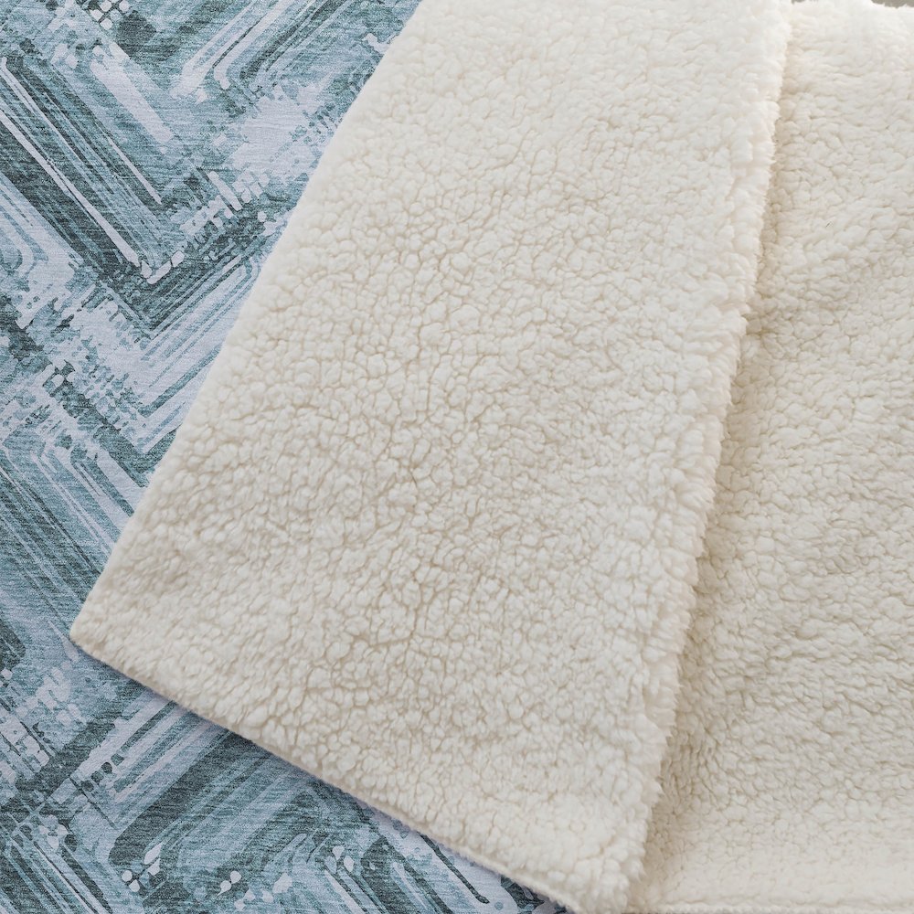 Premium Machine Washable ASB630 Teal 50" x 70" Sherpa Throw Blanket. Picture 2