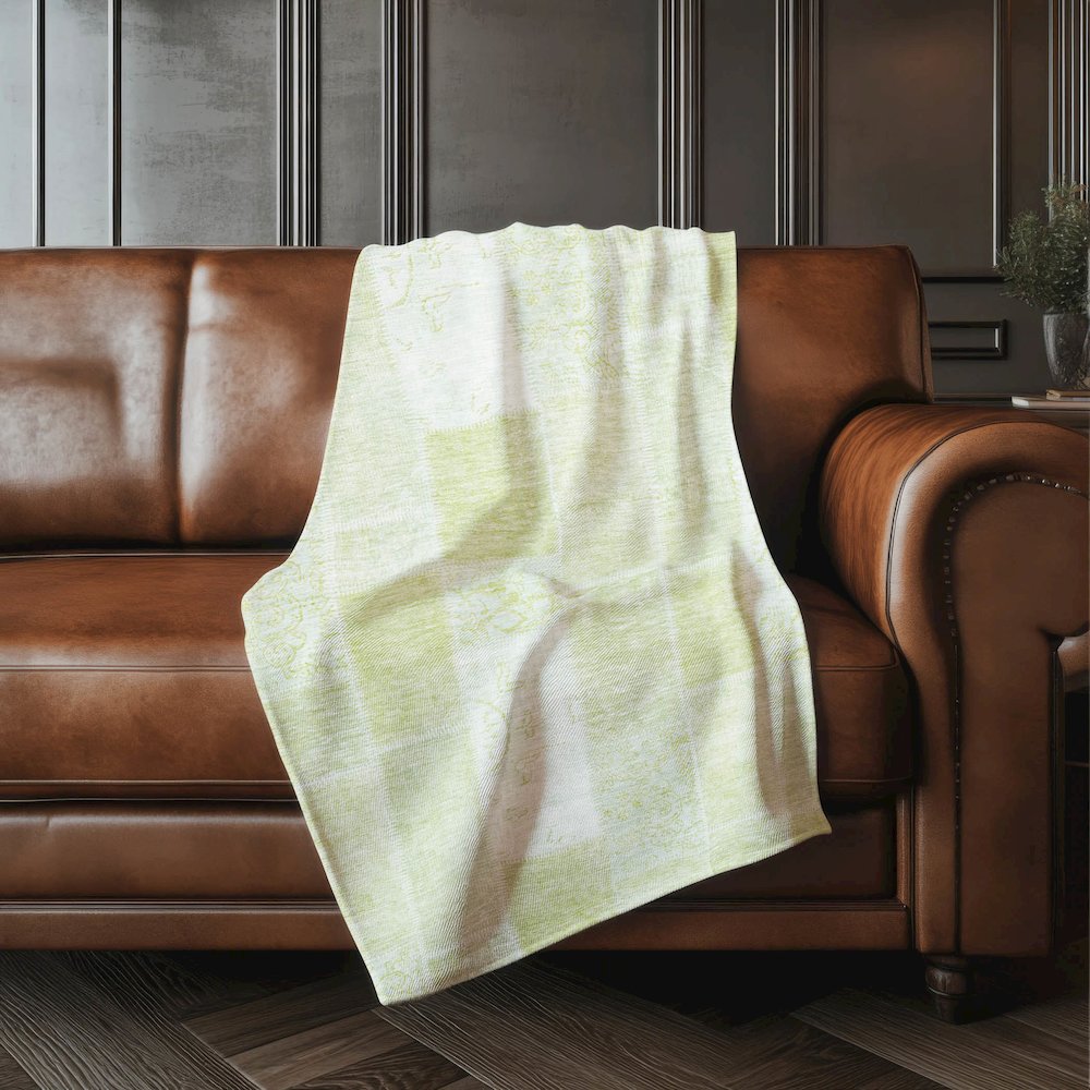Premium Machine Washable ASB631 Aloe 50" x 70" Sherpa Throw Blanket. Picture 4