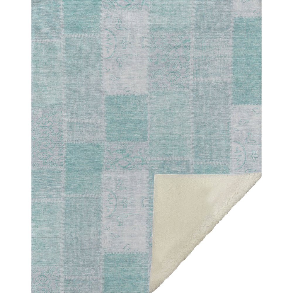 Premium Machine Washable ASB631 Aqua 50" x 70" Sherpa Throw Blanket. Picture 1