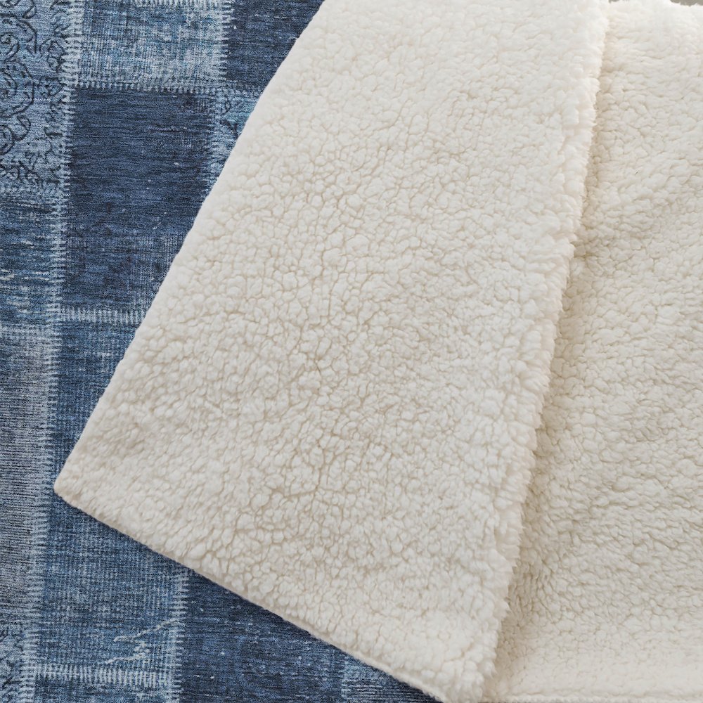 Premium Machine Washable ASB631 Blue 50" x 70" Sherpa Throw Blanket. Picture 2
