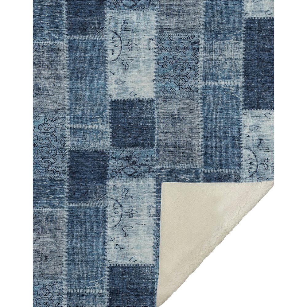 Premium Machine Washable ASB631 Blue 50" x 70" Sherpa Throw Blanket. Picture 1