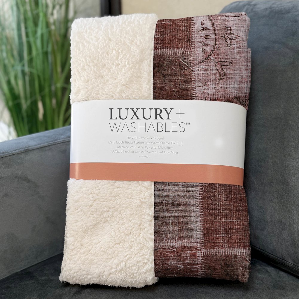 Premium Machine Washable ASB631 Burgundy 50" x 70" Sherpa Throw Blanket. Picture 3