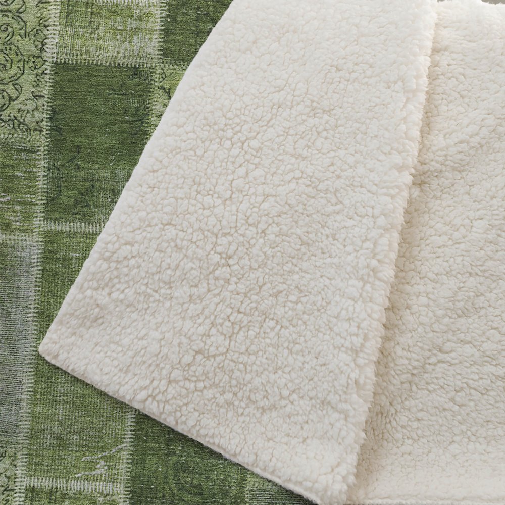 Premium Machine Washable ASB631 Olive 50" x 70" Sherpa Throw Blanket. Picture 2