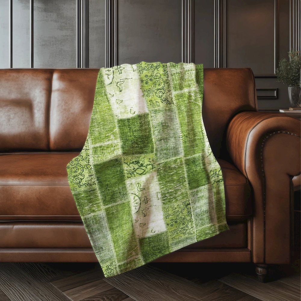 Premium Machine Washable ASB631 Olive 50" x 70" Sherpa Throw Blanket. Picture 4