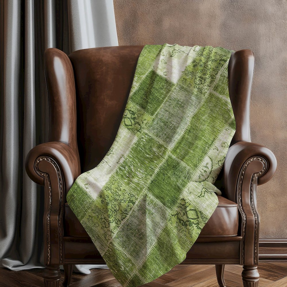 Premium Machine Washable ASB631 Olive 50" x 70" Sherpa Throw Blanket. Picture 5