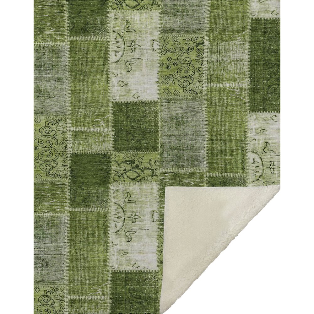 Premium Machine Washable ASB631 Olive 50" x 70" Sherpa Throw Blanket. Picture 1