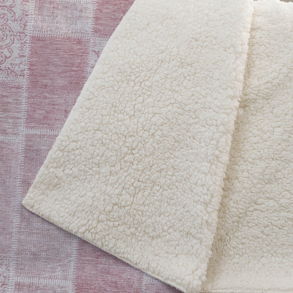 Premium Machine Washable ASB631 Pink 50" x 70" Sherpa Throw Blanket. Picture 2