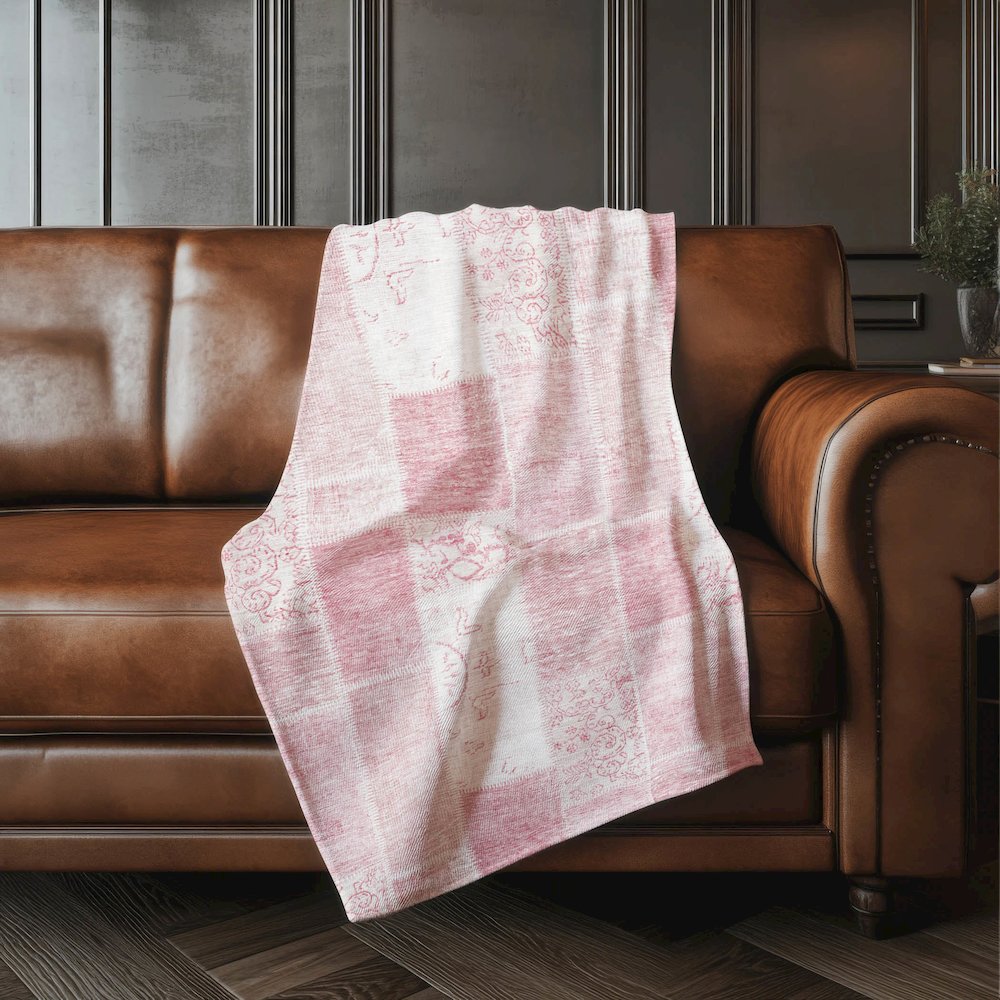 Premium Machine Washable ASB631 Pink 50" x 70" Sherpa Throw Blanket. Picture 4