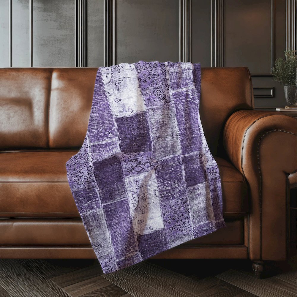 Premium Machine Washable ASB631 Purple 50" x 70" Sherpa Throw Blanket. Picture 4