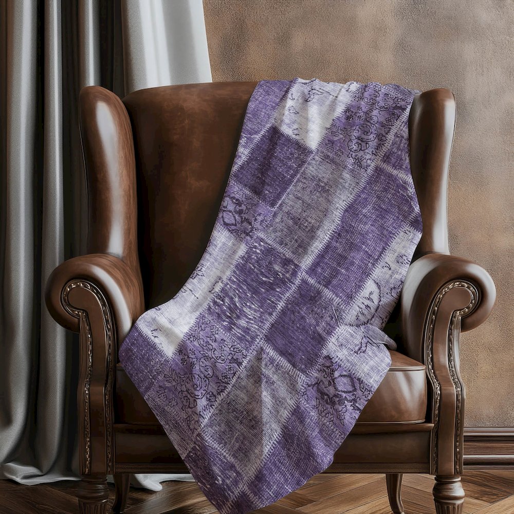Premium Machine Washable ASB631 Purple 50" x 70" Sherpa Throw Blanket. Picture 5
