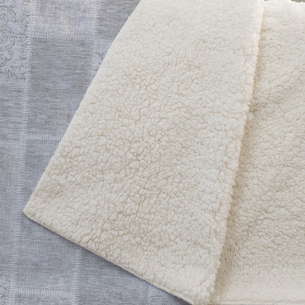 Premium Machine Washable ASB631 Silver 50" x 70" Sherpa Throw Blanket. Picture 2