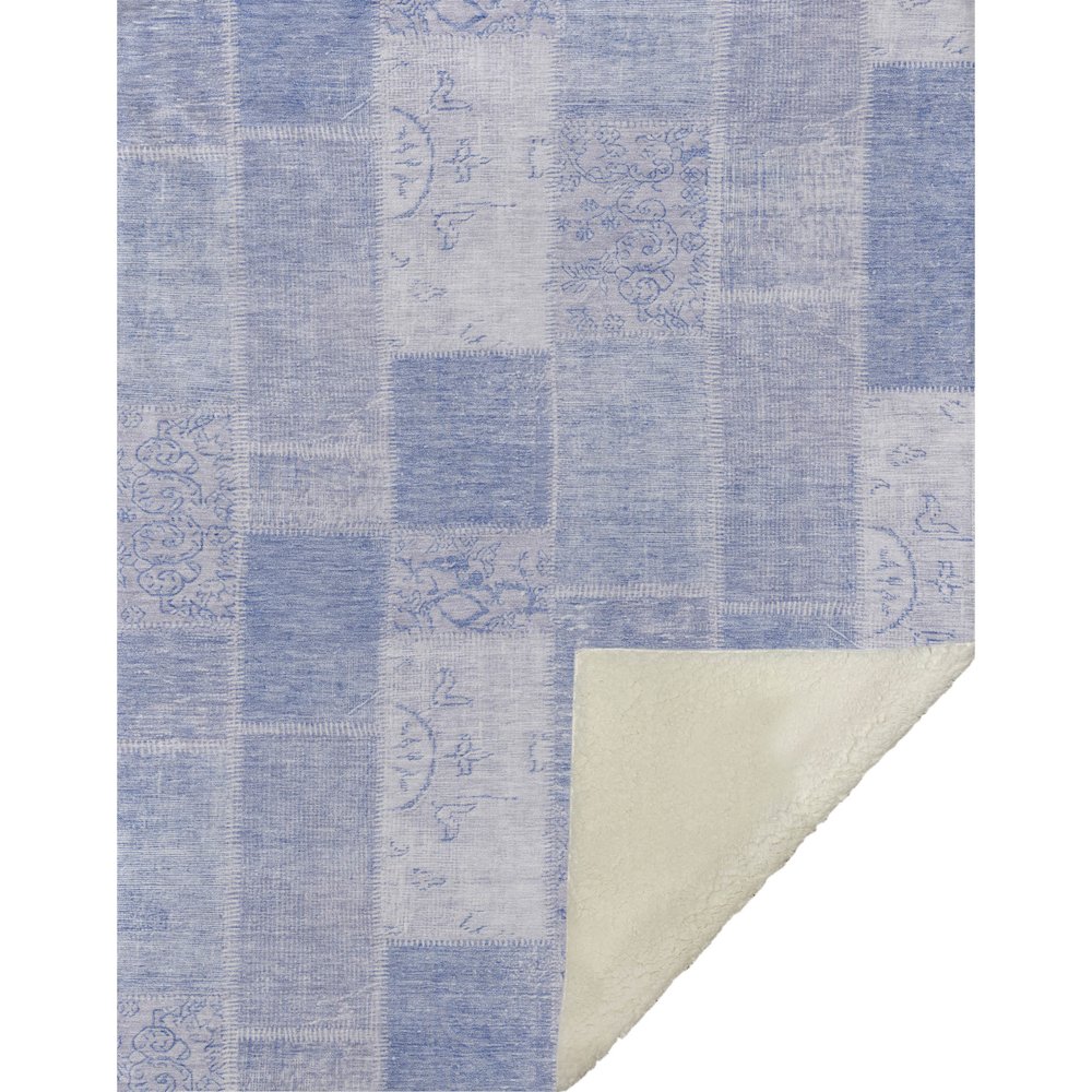 Premium Machine Washable ASB631 Sky 50" x 70" Sherpa Throw Blanket. Picture 1
