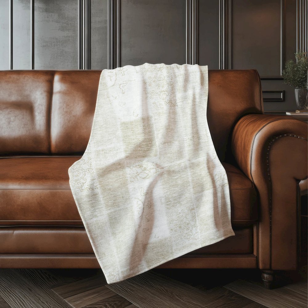 Premium Machine Washable ASB631 Taupe 50" x 70" Sherpa Throw Blanket. Picture 4