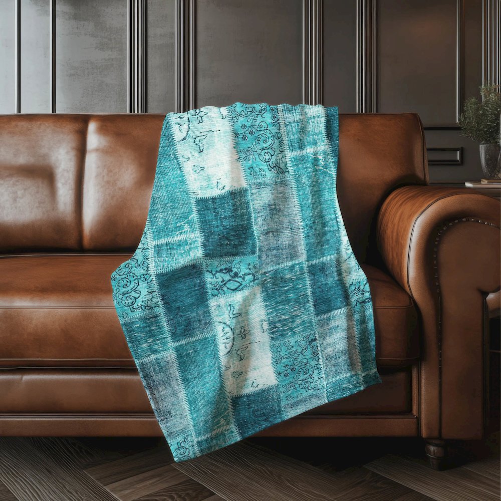 Premium Machine Washable ASB631 Teal 50" x 70" Sherpa Throw Blanket. Picture 4