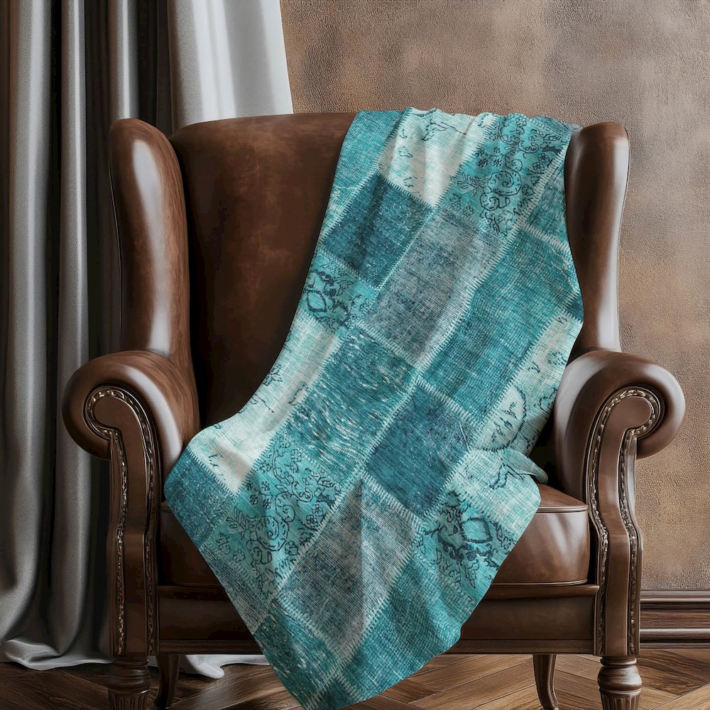 Premium Machine Washable ASB631 Teal 50" x 70" Sherpa Throw Blanket. Picture 5