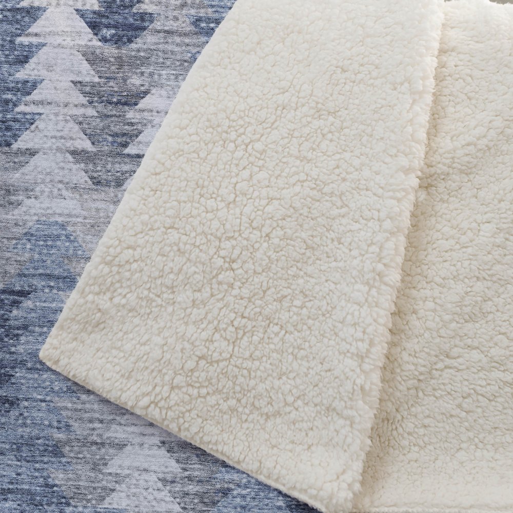 Premium Machine Washable ASB632 Blue 50" x 70" Sherpa Throw Blanket. Picture 2