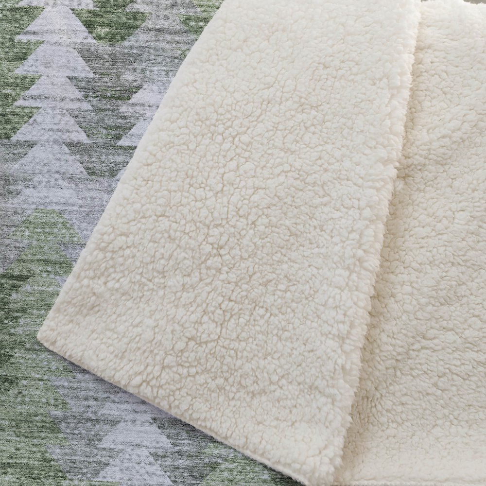 Premium Machine Washable ASB632 Green 50" x 70" Sherpa Throw Blanket. Picture 2