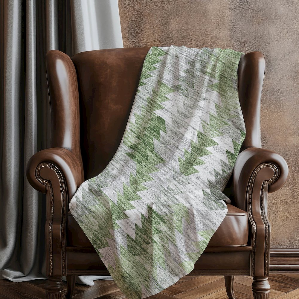 Premium Machine Washable ASB632 Green 50" x 70" Sherpa Throw Blanket. Picture 5