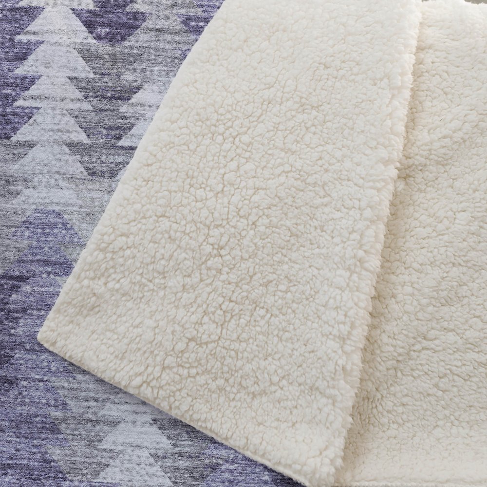 Premium Machine Washable ASB632 Purple 50" x 70" Sherpa Throw Blanket. Picture 2