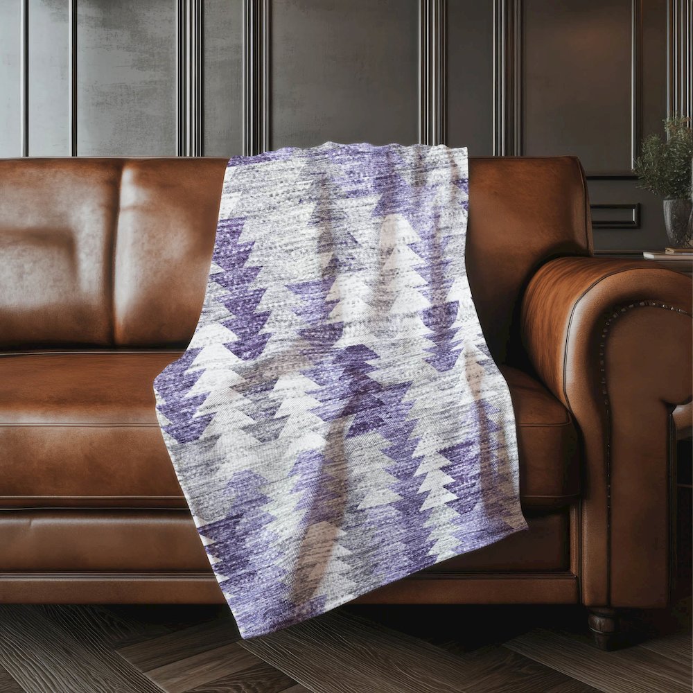 Premium Machine Washable ASB632 Purple 50" x 70" Sherpa Throw Blanket. Picture 4