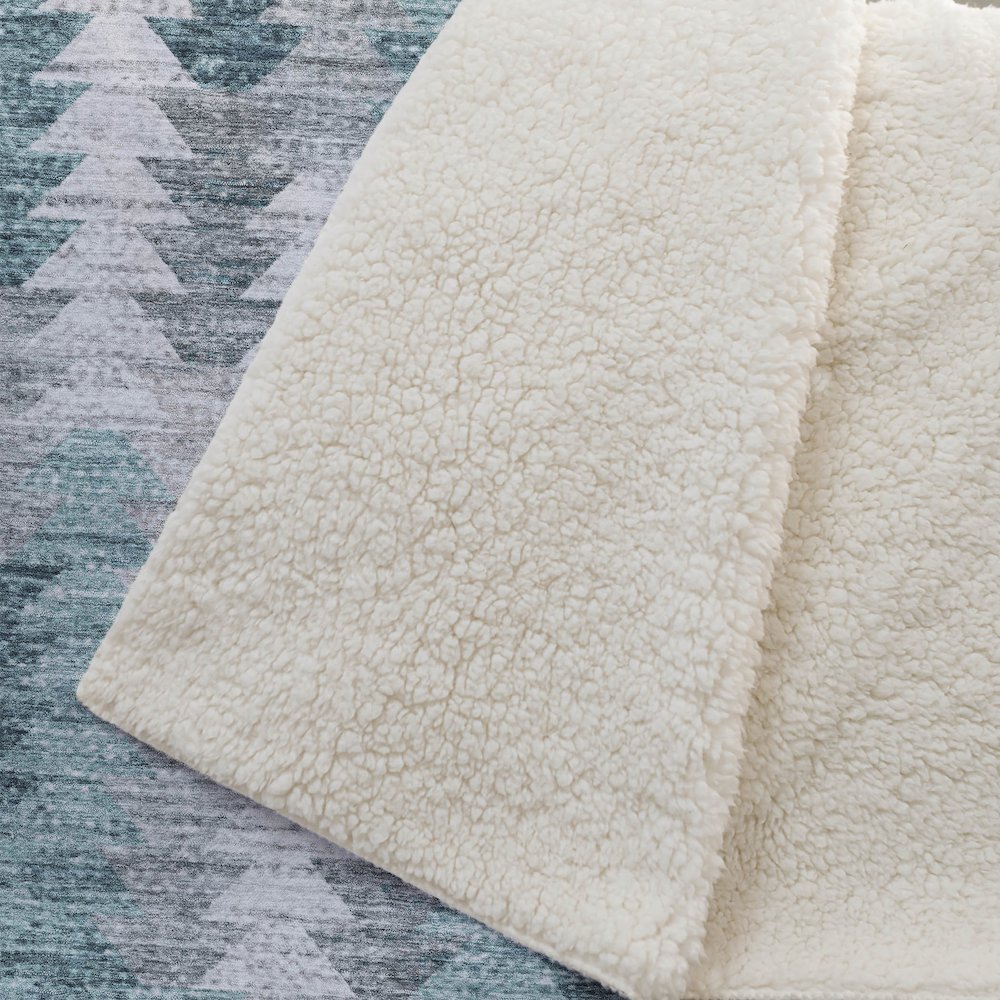 Premium Machine Washable ASB632 Teal 50" x 70" Sherpa Throw Blanket. Picture 2