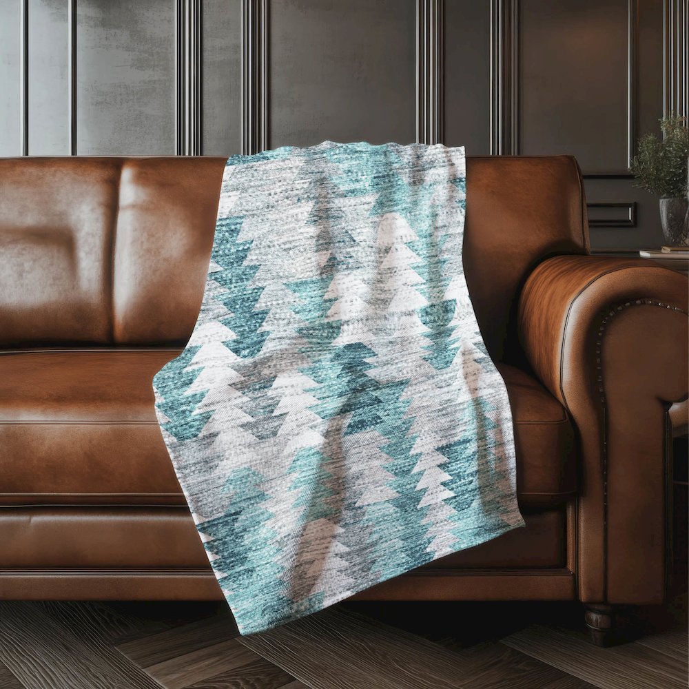 Premium Machine Washable ASB632 Teal 50" x 70" Sherpa Throw Blanket. Picture 4