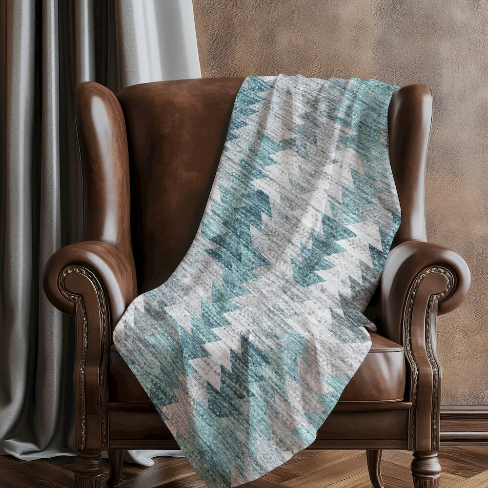 Premium Machine Washable ASB632 Teal 50" x 70" Sherpa Throw Blanket. Picture 5