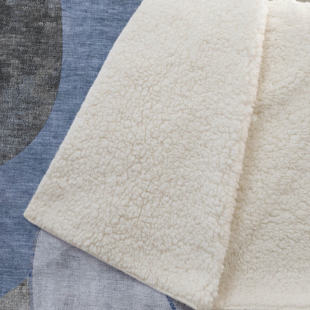 Premium Machine Washable ASB633 Blue 50" x 70" Sherpa Throw Blanket. Picture 2