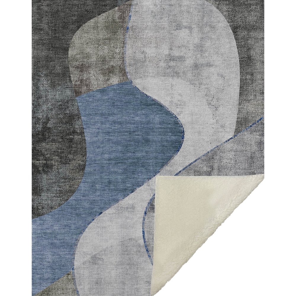 Premium Machine Washable ASB633 Blue 50" x 70" Sherpa Throw Blanket. Picture 1