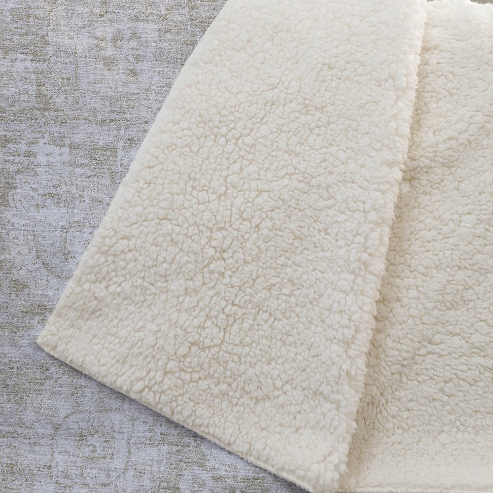 Premium Machine Washable ASB634 Beige 50" x 70" Sherpa Throw Blanket. Picture 2