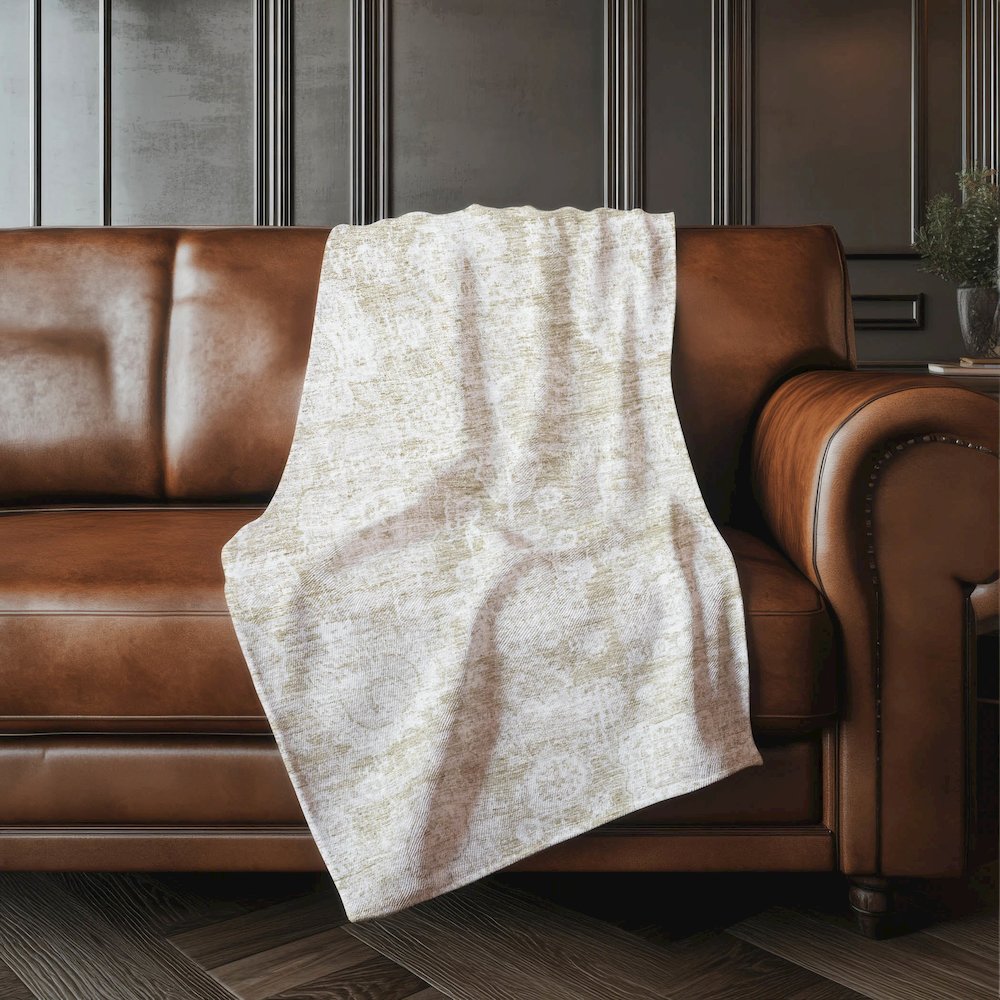 Premium Machine Washable ASB634 Beige 50" x 70" Sherpa Throw Blanket. Picture 4