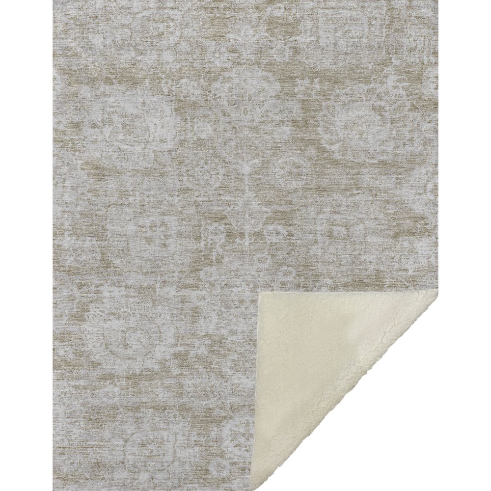 Premium Machine Washable ASB634 Beige 50" x 70" Sherpa Throw Blanket. Picture 1
