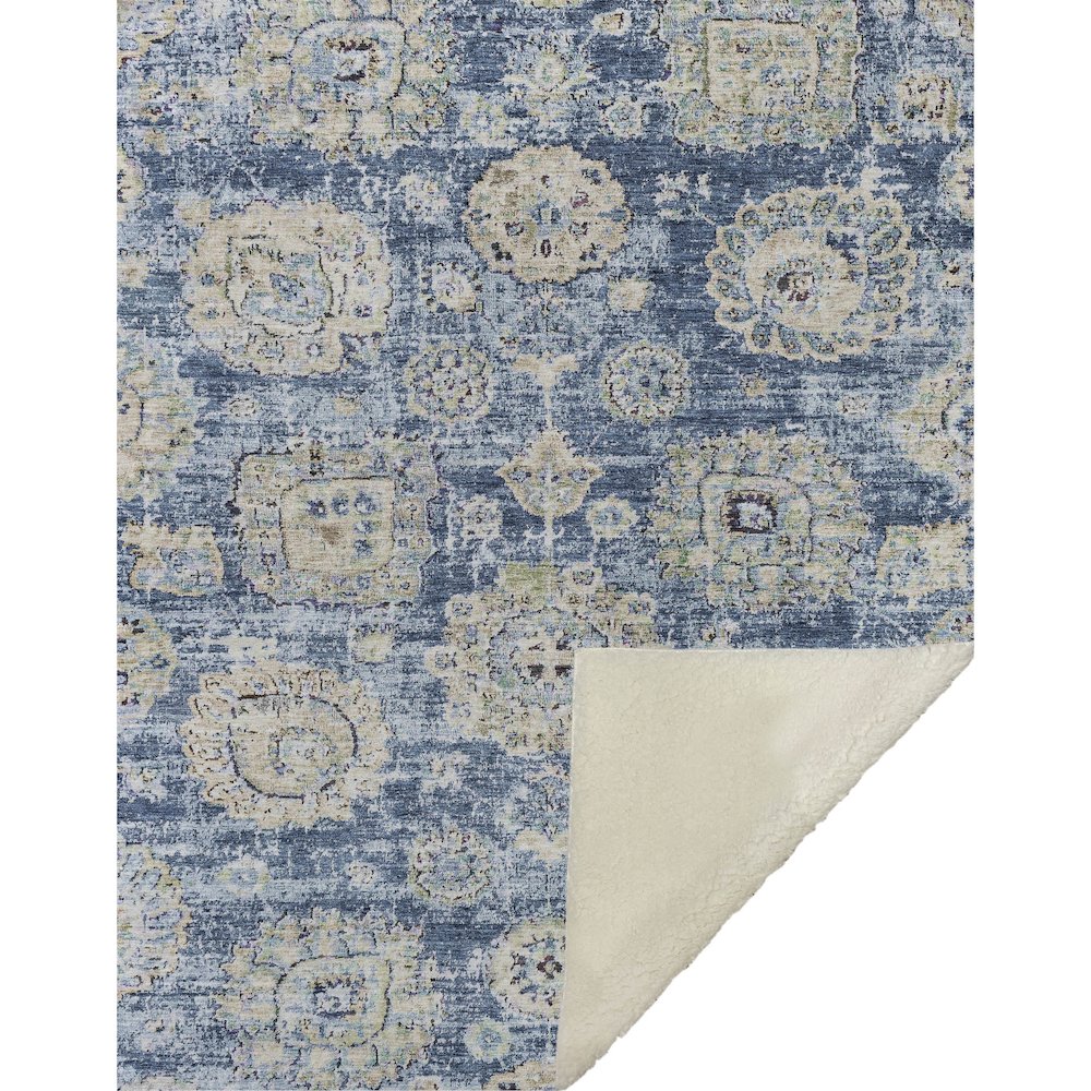 Premium Machine Washable ASB634 Blue 50" x 70" Sherpa Throw Blanket. Picture 1