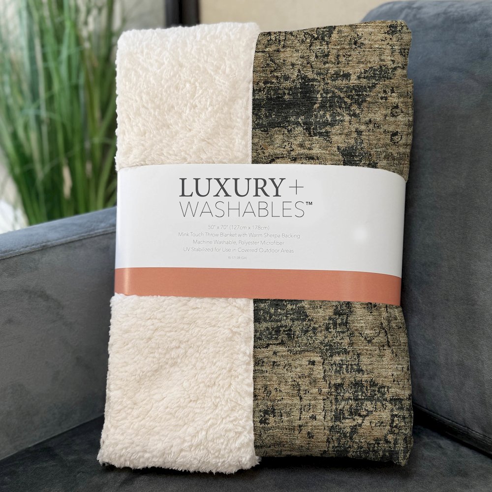 Premium Machine Washable ASB634 Charcoal 50" x 70" Sherpa Throw Blanket. Picture 3