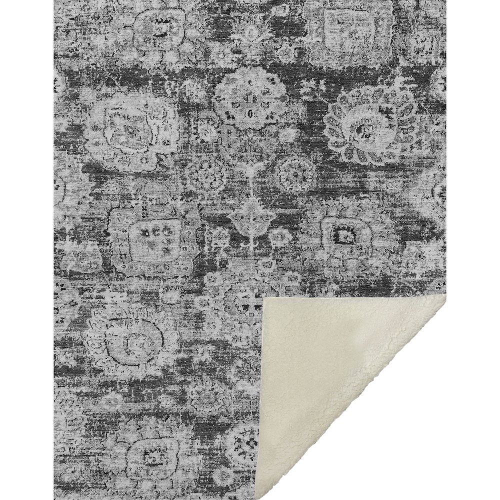 Premium Machine Washable ASB634 Gray 50" x 70" Sherpa Throw Blanket. Picture 1